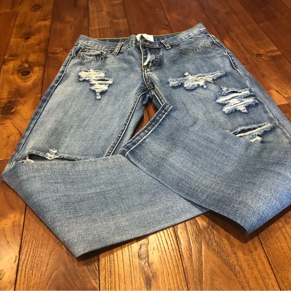 One Teaspoon Awesome Baggies Straight distressed  Denim Jeans Blue Size 24 - Picture 6 of 14